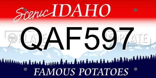 QAF597 Idaho License Plate