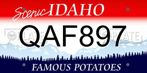 QAF897 Idaho License Plate