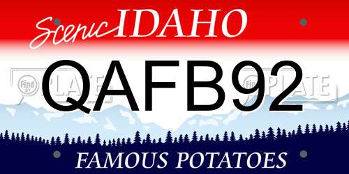 QAFB92 Idaho License Plate