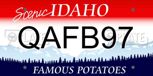 QAFB97 Idaho License Plate