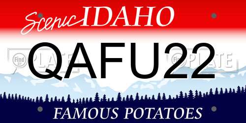 QAFU22 Idaho License Plate