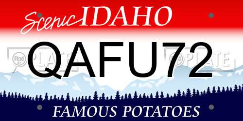 QAFU72 Idaho License Plate