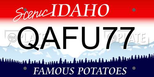 QAFU77 Idaho License Plate