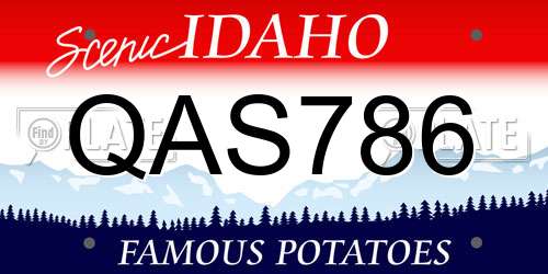 QAS786 Idaho License Plate