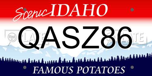QASZ86 Idaho License Plate