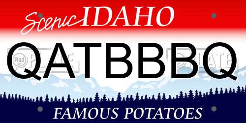 QATBBBQ Idaho License Plate