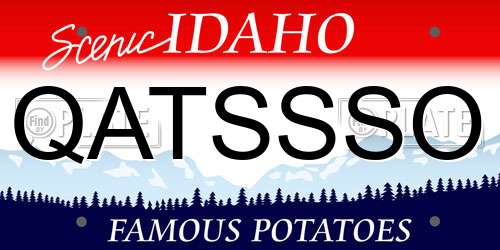 QATSSSO Idaho License Plate
