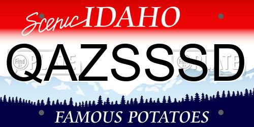 QAZSSSD Idaho License Plate