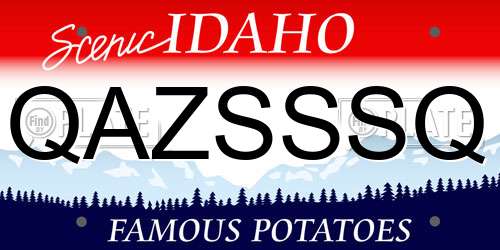 QAZSSSQ Idaho License Plate