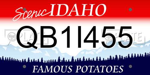 QB1I455 Idaho License Plate
