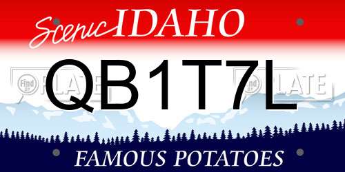 QB1T7L Idaho License Plate