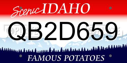 QB2D659 Idaho License Plate