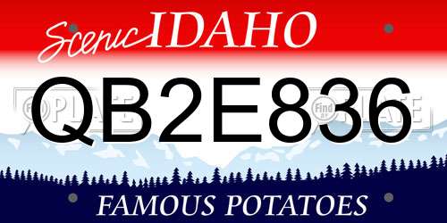 QB2E836 Idaho License Plate