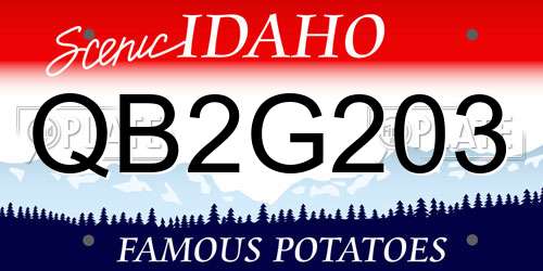 QB2G203 Idaho License Plate
