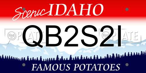 QB2S2I Idaho License Plate