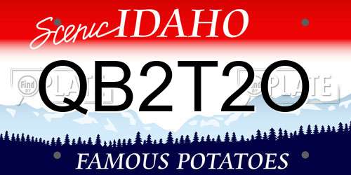 QB2T2O Idaho License Plate