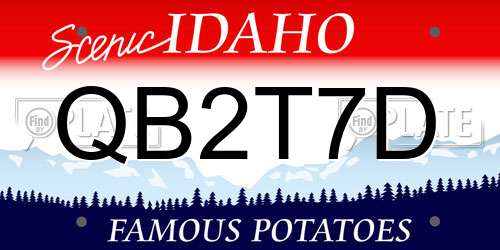 QB2T7D Idaho License Plate