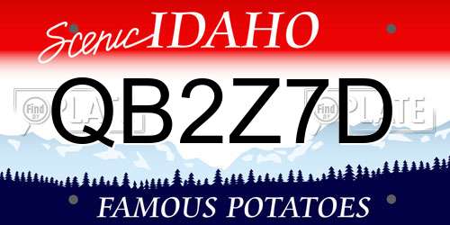 QB2Z7D Idaho License Plate