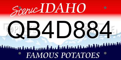 QB4D884 Idaho License Plate