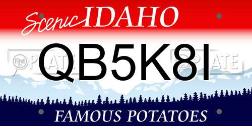 QB5K8I Idaho License Plate