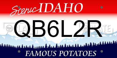 QB6L2R Idaho License Plate