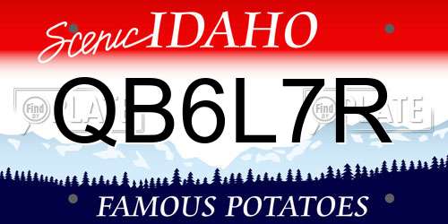 QB6L7R Idaho License Plate