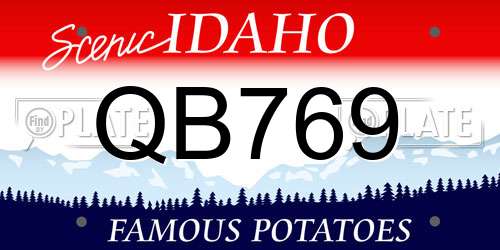 QB769 Idaho License Plate