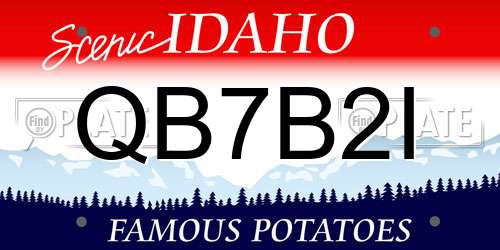 QB7B2I Idaho License Plate