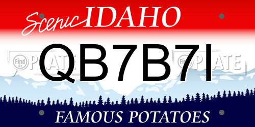 QB7B7I Idaho License Plate