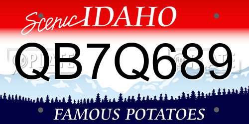 QB7Q689 Idaho License Plate