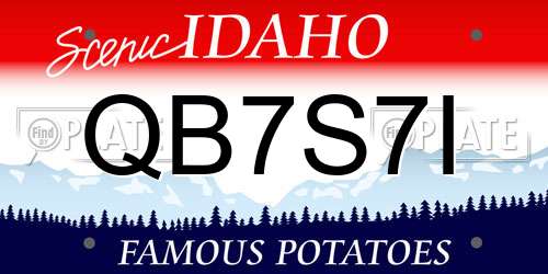 QB7S7I Idaho License Plate