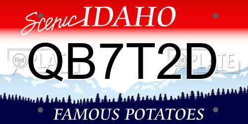 QB7T2D Idaho License Plate