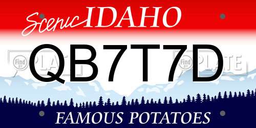 QB7T7D Idaho License Plate