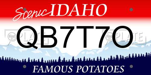 QB7T7O Idaho License Plate