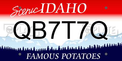 QB7T7Q Idaho License Plate