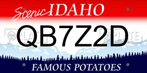 QB7Z2D Idaho License Plate