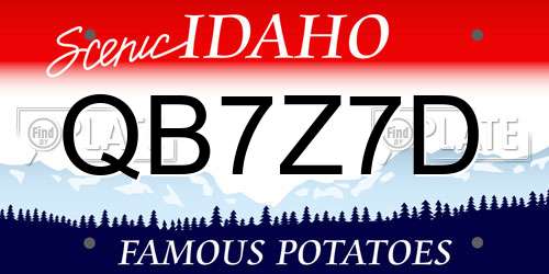 QB7Z7D Idaho License Plate