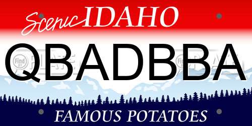 QBADBBA Idaho License Plate