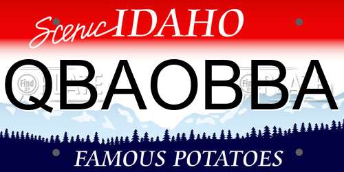 QBAOBBA Idaho License Plate