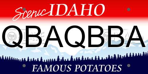 QBAQBBA Idaho License Plate