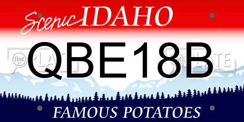 QBE18B Idaho License Plate