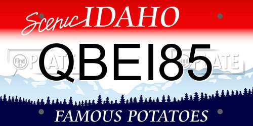 QBEI85 Idaho License Plate