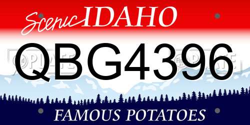 QBG4396 Idaho License Plate
