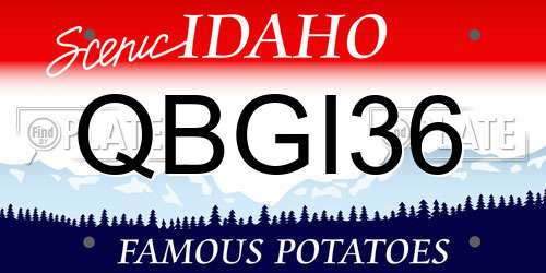QBGI36 Idaho License Plate