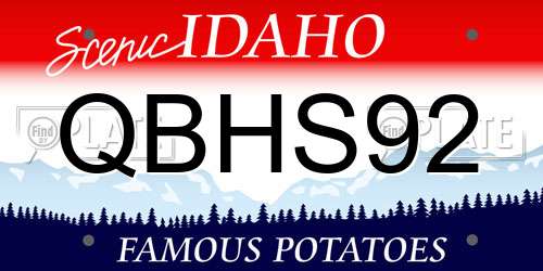 QBHS92 Idaho License Plate