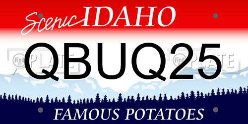 QBUQ25 Idaho License Plate
