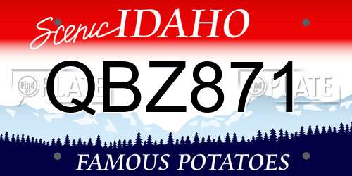 QBZ871 Idaho License Plate
