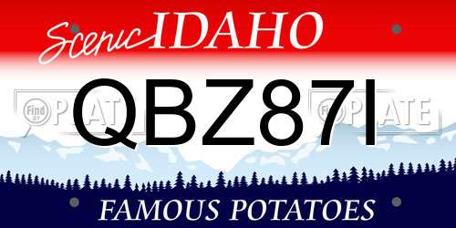 QBZ87I Idaho License Plate