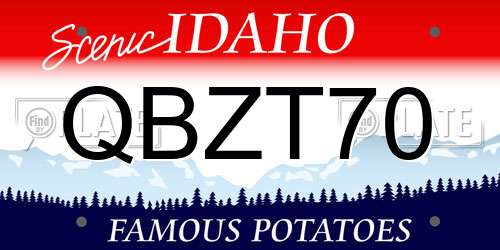 QBZT70 Idaho License Plate