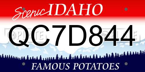 QC7D844 Idaho License Plate